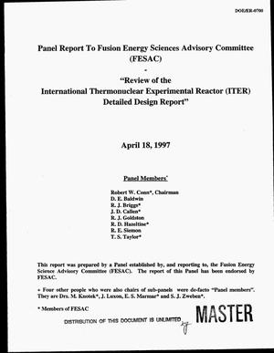 Review of the International Thermonuclear Experimental Reactor (ITER) detailed design report