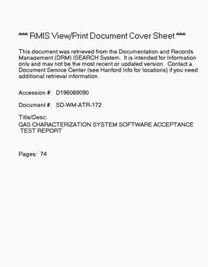 Gas characterization system software acceptance test report