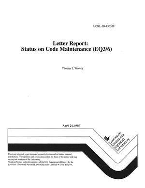 Letter report: status on code maintenance (EQ3/6)