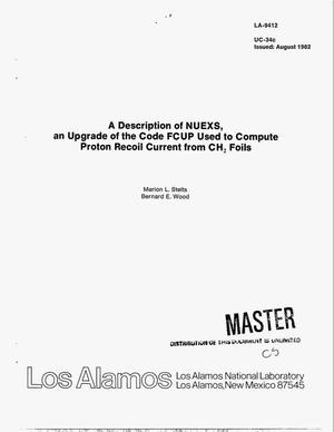 A description of NUEXS, an upgrade of the code FCUP used to compute proton recoil current from CH{sub 2} foils