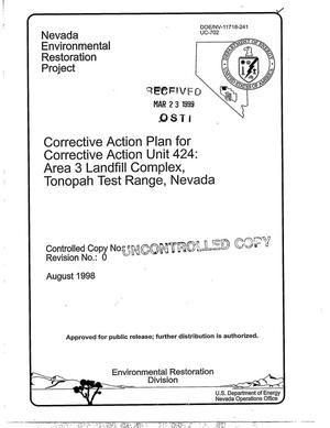 Corrective Action Plan for Corrective Action Unit 424: Area 3 Landfill Complex, Tonopah Test Range, Nevada