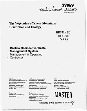 The vegetation of Yucca Mountain: Description and ecology