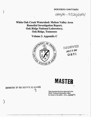 White Oak Creek Watershed: Melton Valley Area Remedial Investigation Report, Oak Ridge National Laboratory, Oak Ridge, Tennessee: Volume 3 Appendix C