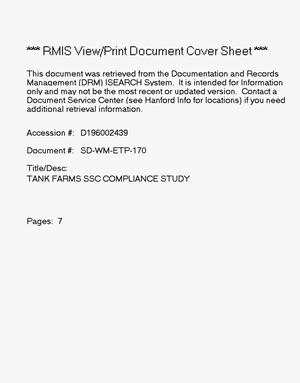 Tank farms SSC compliance study