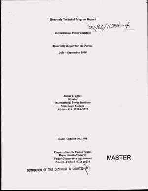 International Power Institute`s quarterly technical progress report, July--September 1998