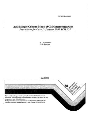 ARM single column model (SCM) intercomparison, procedures for case 1: summer 1995 SCM IOP