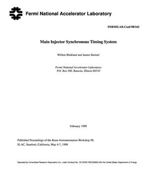 Main Injector synchronous timing system