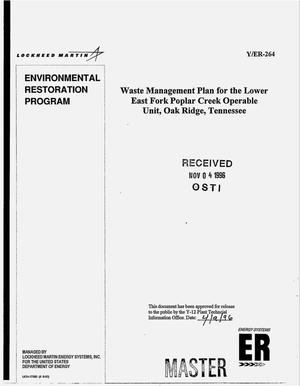 Waste management plan for the Lower East Fork Poplar Creek Operable Unit, Oak Ridge, Tennessee