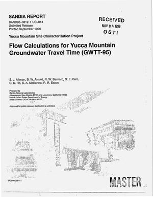 Flow calculations for Yucca Mountain groundwater travel time (GWTT-95)