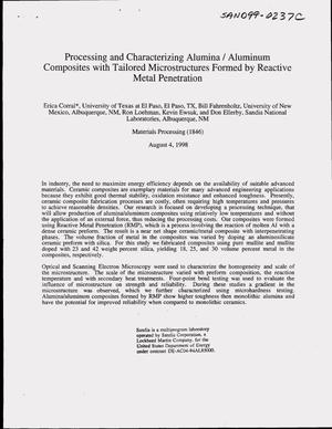 Processing and Characterizing Alumina/Aluminum Composites with Tailored Microstructures Formed by Reactive Metal Penetration