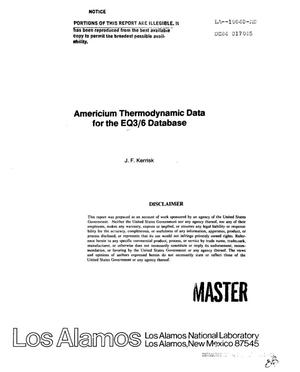 Americium thermodynamic data for the EQ3/6 database