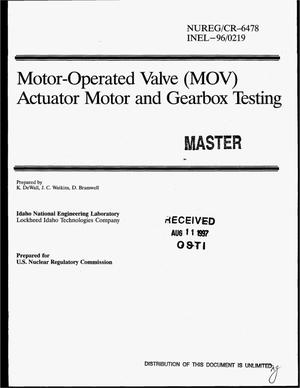 Motor-operated valve (MOV) actuator motor and gearbox testing