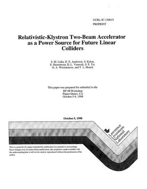 Relativistic-klystron two-beam accelerator as a power source for future linear colliders