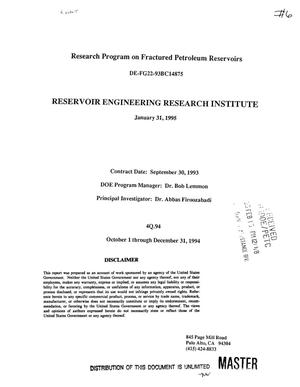 Research program on fractured petroleum reservoirs: Quarterly report, October 1 through December 31, 1994