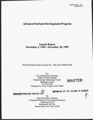 Advanced sorbent development program. Annual report, November 1, 1994--November 30, 1995