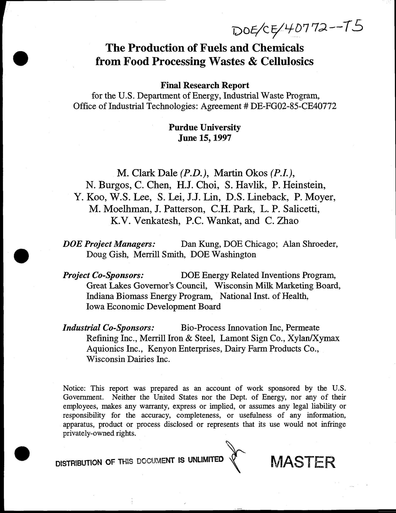 The Production Of Fuels And Chemicals From Food Processing Wastes Cellulosics Final Research Report Unt Digital Library