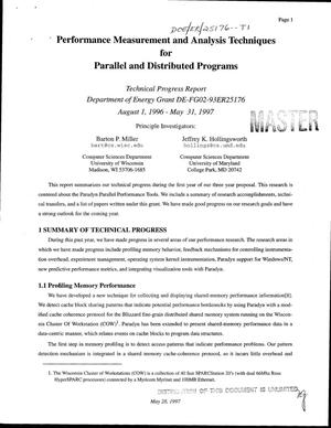 Performance measurement and analysis techniques for parallel and distributed programs. Technical progress report, August 1, 1996--May 31, 1997