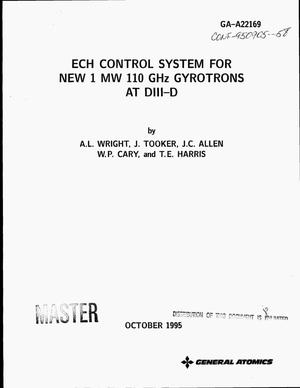 ECH control system for new 1 MW 110 GHz gyrotrons at DIII-D