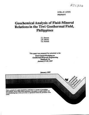 Geochemical analysis of fluid mineral relations in the Tiwi Geothermal Field, Philippines