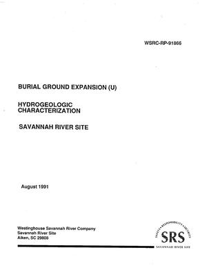 Burial Ground Expansion Hydrogeologic Characterization