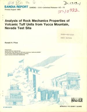 Analysis of the rock mechanics properties of volcanic tuff units from Yucca Mountain, Nevada Test Site