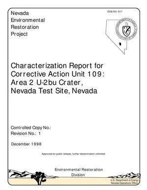 Final Characterization Report for Corrective Action Unit 109: Area 2 U-2BU Crater, Nevada Test Site, Nevada, Revision 1