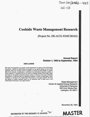 Coolside waste management research. Annual report, October 1, 1993--September 1994