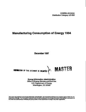 Manufacturing consumption of energy 1994