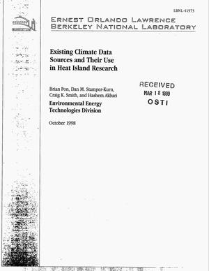 Existing climate data sources and Their Use in Heat IslandResearch