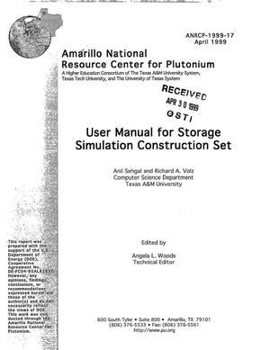 User manual for storage simulation construction set