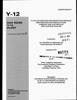 Y-12 Plant Groundwater Protection Program: Groundwater and surface water sampling and analysis plan for Calendar Year 1998