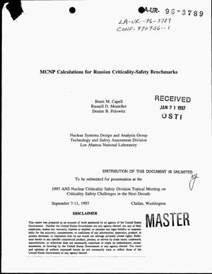 MCNP calculations for Russian criticality-safety benchmarks
