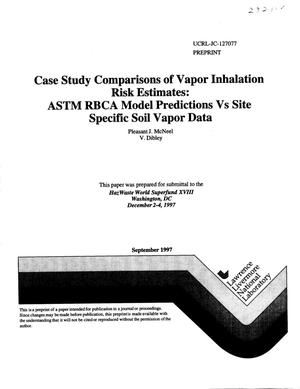 Case study comparisons of vapor inhalation risk estimates: ASTM RBCA model predictions vs site specific soil vapor data