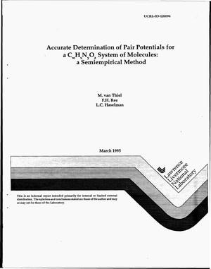 Accurate determination of pair potentials for a C{sub w}H{sub x}N{sub y}O{sub z} system of molecules: A semiempirical method