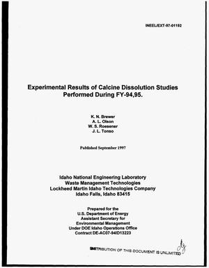 Experimental results of calcine dissolution studies performed during FY-94,95