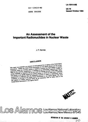 Assessment of the important radionuclides in nuclear waste