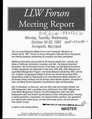 LLW Forum meeting report, October 20--22, 1997