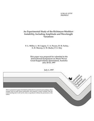 Experimental study of the richtmyer-meshkov instability, including amplitude and wavelength variations