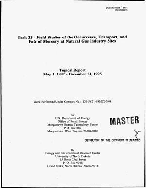 Task 23 - field studies of the occurrence, transport, and fate of mercury at natural gas industry sites. Topical report, May 1, 1992--December 31, 1995
