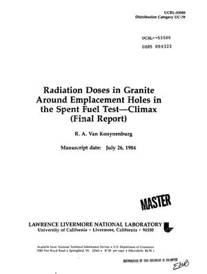 Radiation doses in granite around emplacement holes in the Spent Fuel Test - Climax. Final report