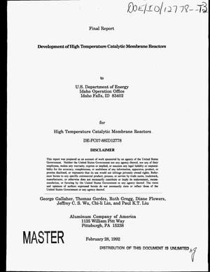Development of high temperature catalytic membrane reactors. Final report