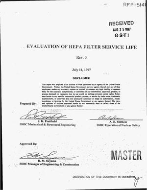 Evaluation of HEPA filter service life