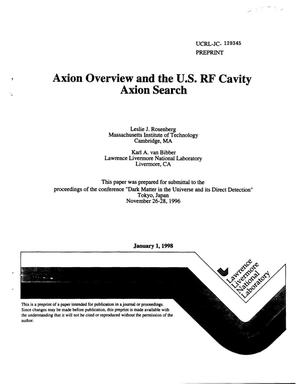 Axion overview and the U.S. RF cavity axion search