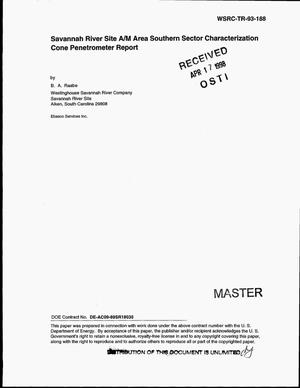Savannah River Site A/M Area Southern Sector Characterization Cone Penetrometer Report