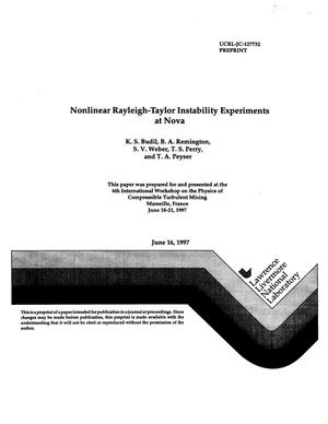 Nonlinear Rayleigh-Taylor Instability Experiments in Nova