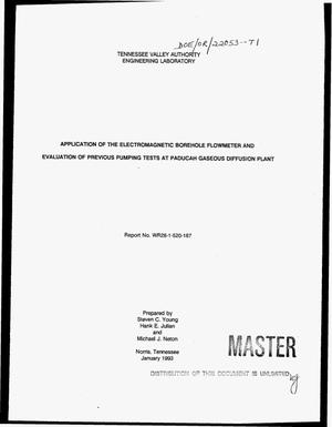 Application of the electromagnetic borehole flowmeter and evaluation of previous pumping tests at Paducah Gaseous Diffusion Plant. Final report, June 15, 1992--August 31, 1992
