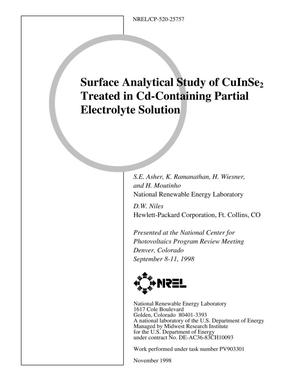 Surface Analytical Study of CuInSe2 Treated in Cd-Containing Partial Electrolyte Solution