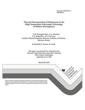 Thermal decomposition of polystyrene in the high temperature fabrication technology of hollow microspheres. Revision 1
