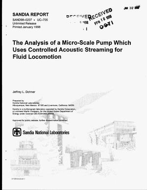 Analysis of a micro-scale pump which uses controlled acoustic streaming for fluid locomotion