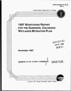 1997 Monitoring report for the Gunnison, Colorado Wetlands Mitigation Plan